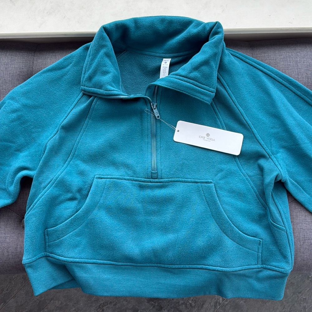 CRZ yoga teal half zip, new with tags, size extra small/2
